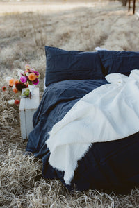 Navy Queen 100% French Flax Linen Duvet Cover